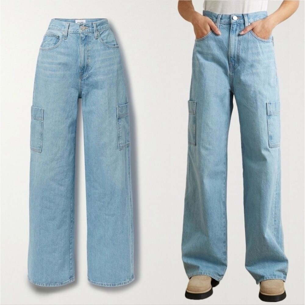 VGUC Frame Genoa High Rise Baggy Cargo Pocket Wide Leg Jeans Sz 24